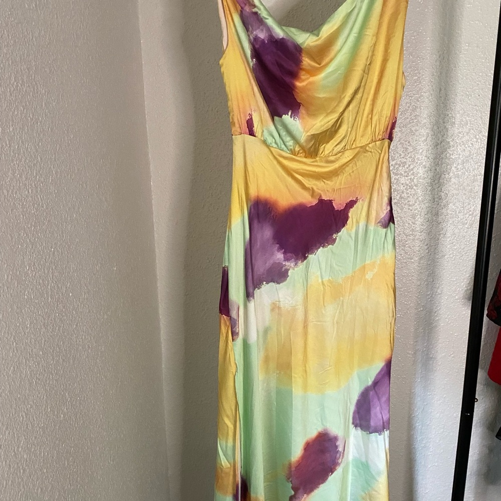 Hello Molly Yellow and Purple Cowl Neck Sundress